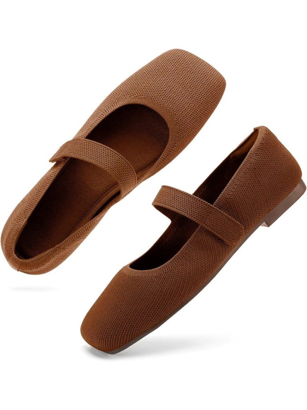 Women's Burnt Brown Rubber Knit Wide Toe Adjustable Straps Slip On Comfort Shoes